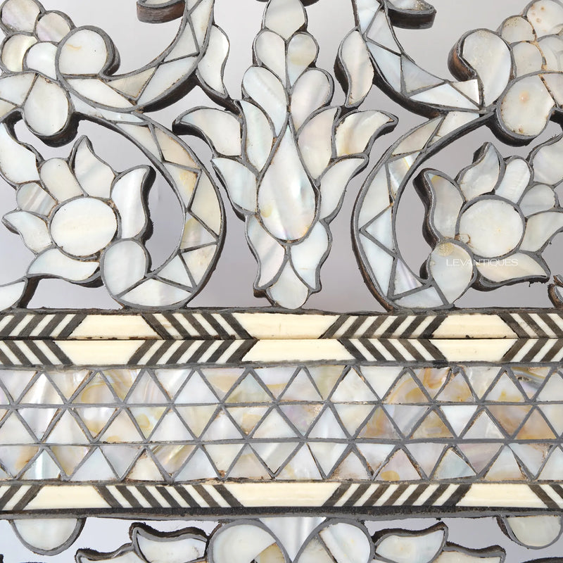 Mother of pearl inlay craft on Syrian mirror by Levantiques