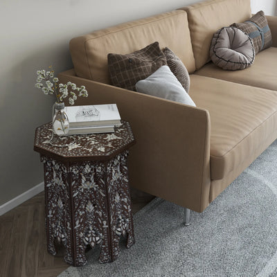 Vintage end table in modern hall design by Levantiques