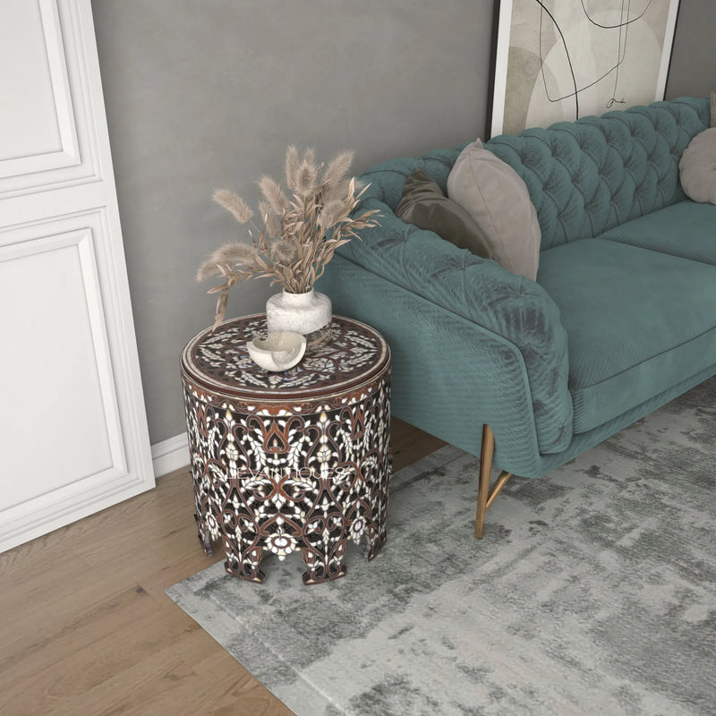 Vintage modern interior design with majlis sofa and side table