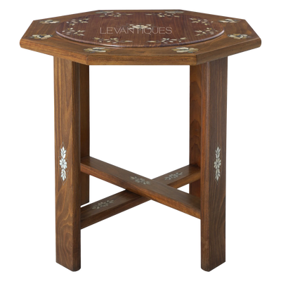 Walnut coffee table inlaid with abalone by Levantiques