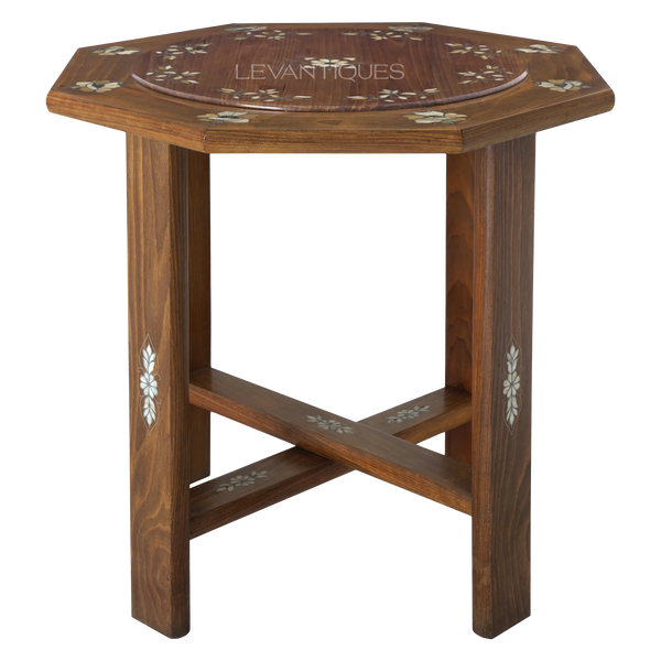 Walnut coffee table inlaid with abalone by Levantiques