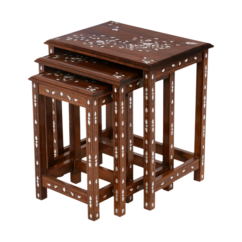 Wooden nesting table for Arabic Majlis by Levantiques