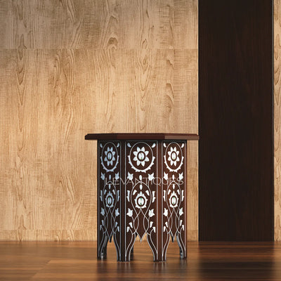 beautiful end table inlaid with mother of pearl by Levantiques