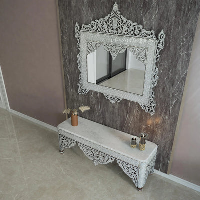 handcrafted Moroccan console mirror set by levantiques