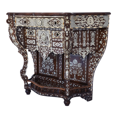 handcrafted mother of pearl inlay console table by levantiques