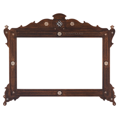 handmade mother of pearl inlay and engraved wooden mirror by levantiques