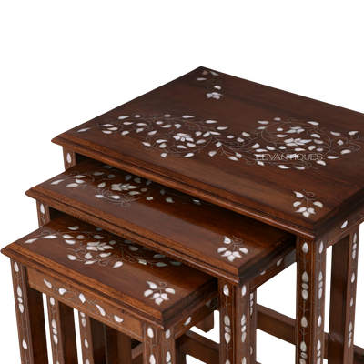 inlaid nesting table set by Levantiques