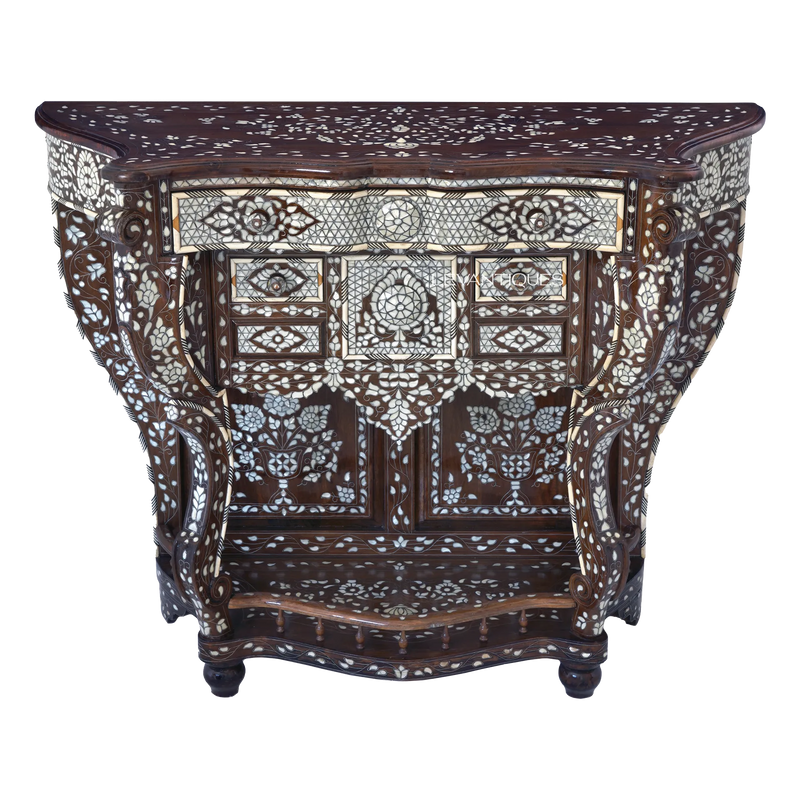 mother of pearl inlay Moroccan console table by Levantiques