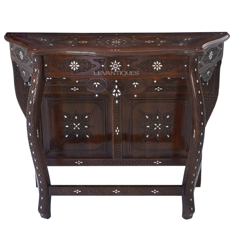 mother of pearl inlay console table by levantiques