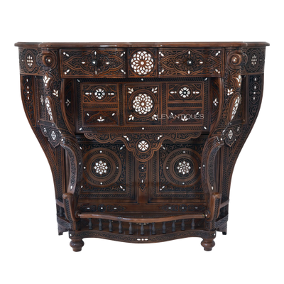 mother of pearl inlay console table by levantiques