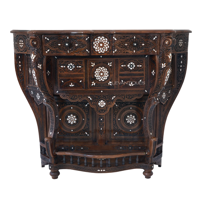 mother of pearl inlay console table by levantiques