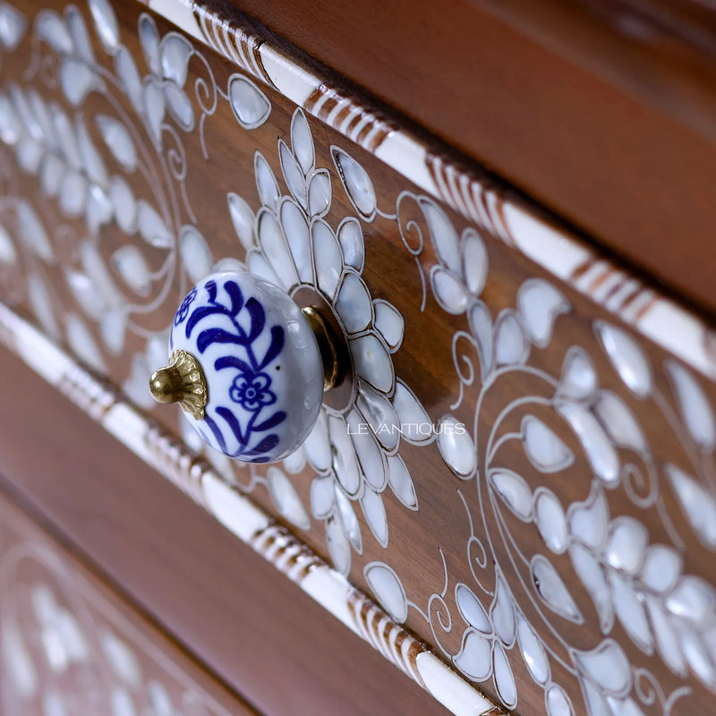 mother of pearl inlay dining cabinet by Levantiques