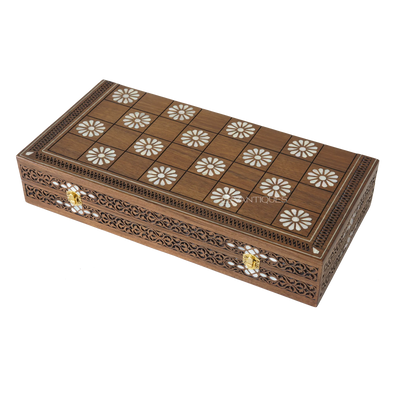 pearl inlay floral backgammon by levantiques