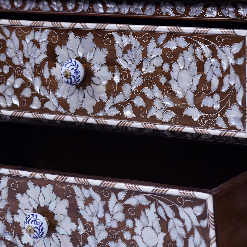 pearl inlay floral furniture by levantiques