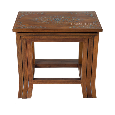 set of 3 nesting table inlaid with Abalone by Levantiques