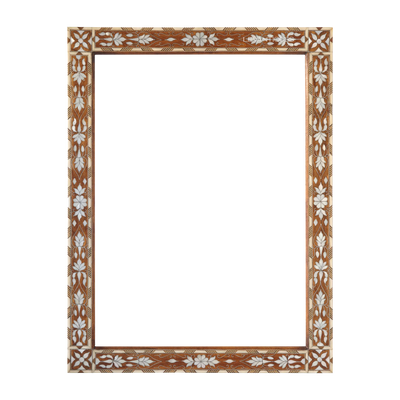 simple bone and pearl inlay mirror