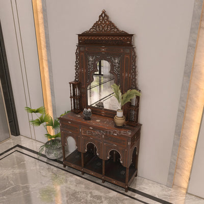 vintage console mirror in Islamic majlis interior design by levantiques 
