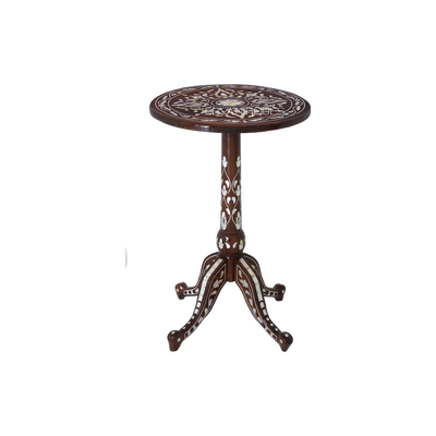 wooden side table with abalone inlay by Levantiques