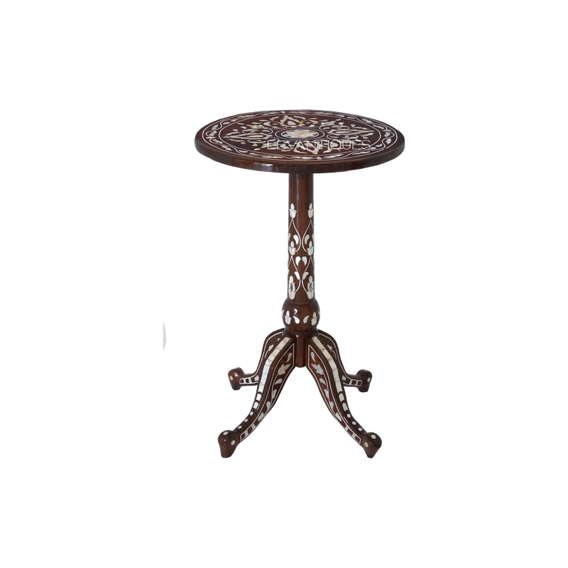 wooden side table with abalone inlay by Levantiques