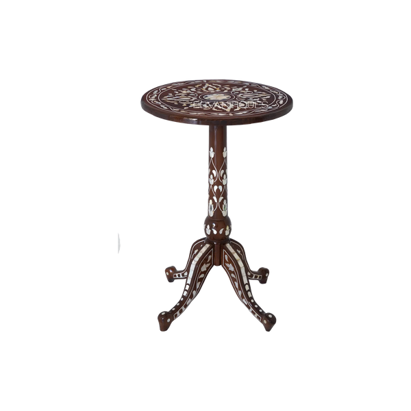 wooden side table with abalone inlay by Levantiques